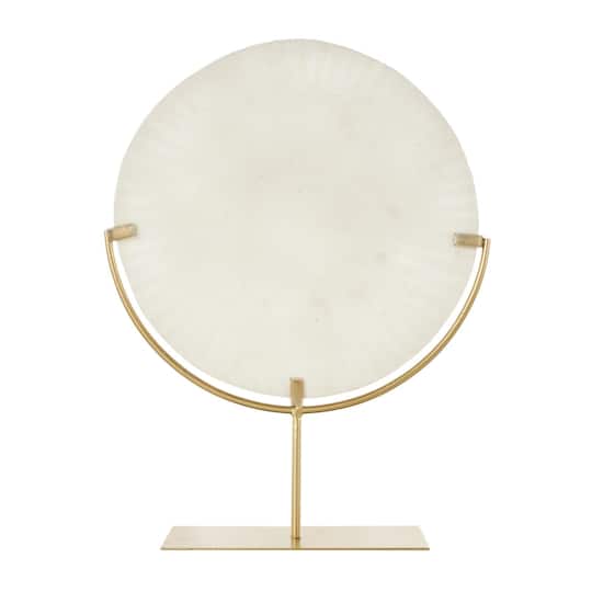 19" Cream & Gold Circle Disk Decorative Sculpture